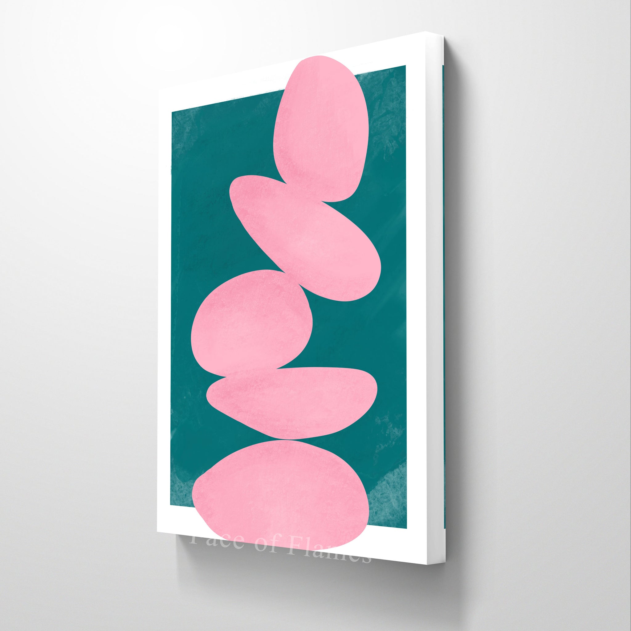 Abstract Pink Forms on Teal Background