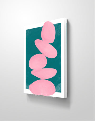 Abstract Pink Forms on Teal Background