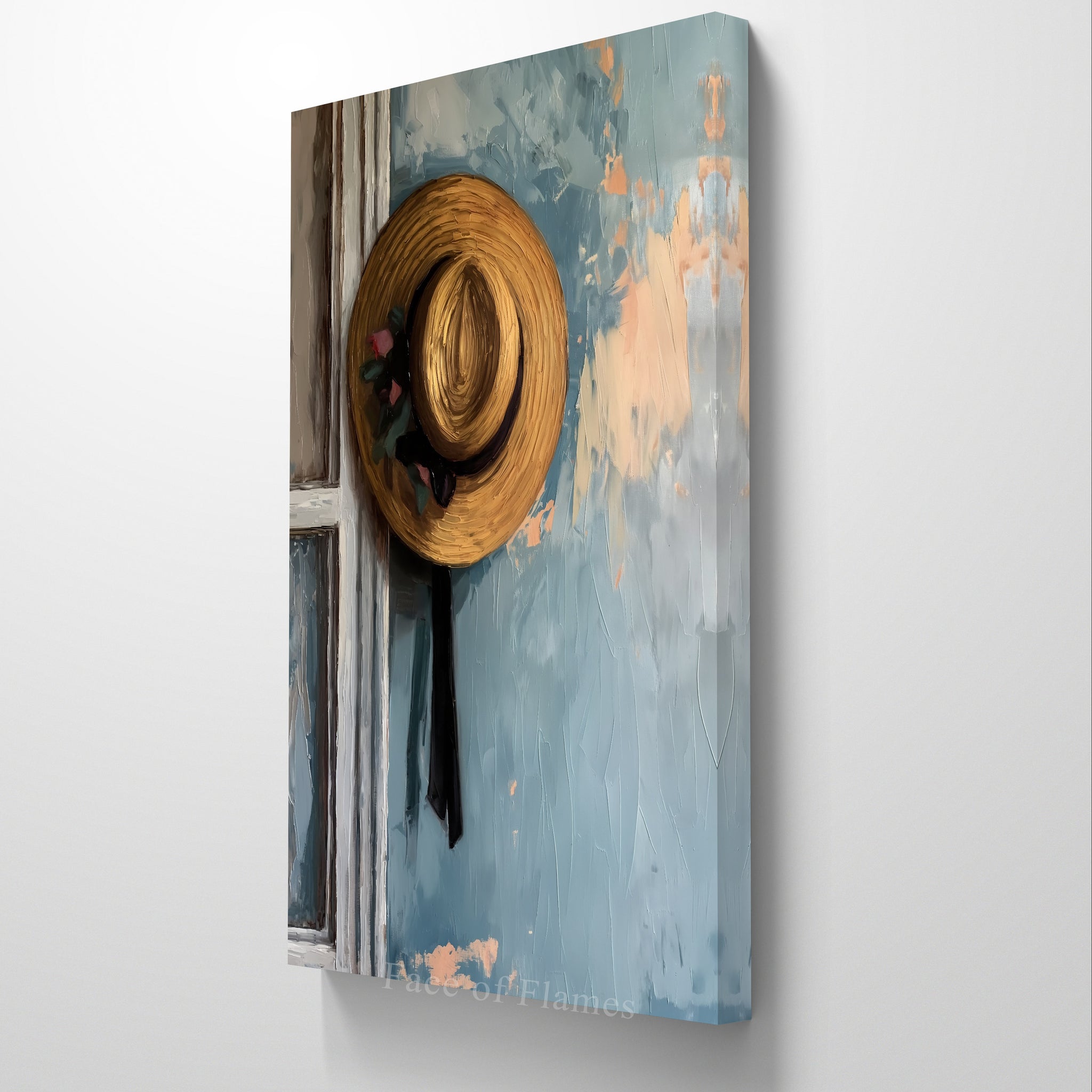 Rustic Elegance: A Straw Hat on a Weathered Door