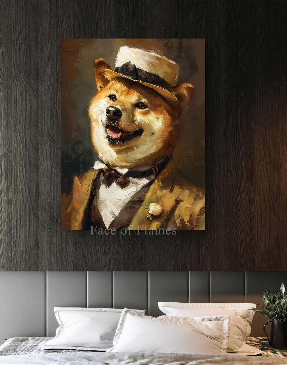 Elegance in Ochre: A Dapper Feline Portrait