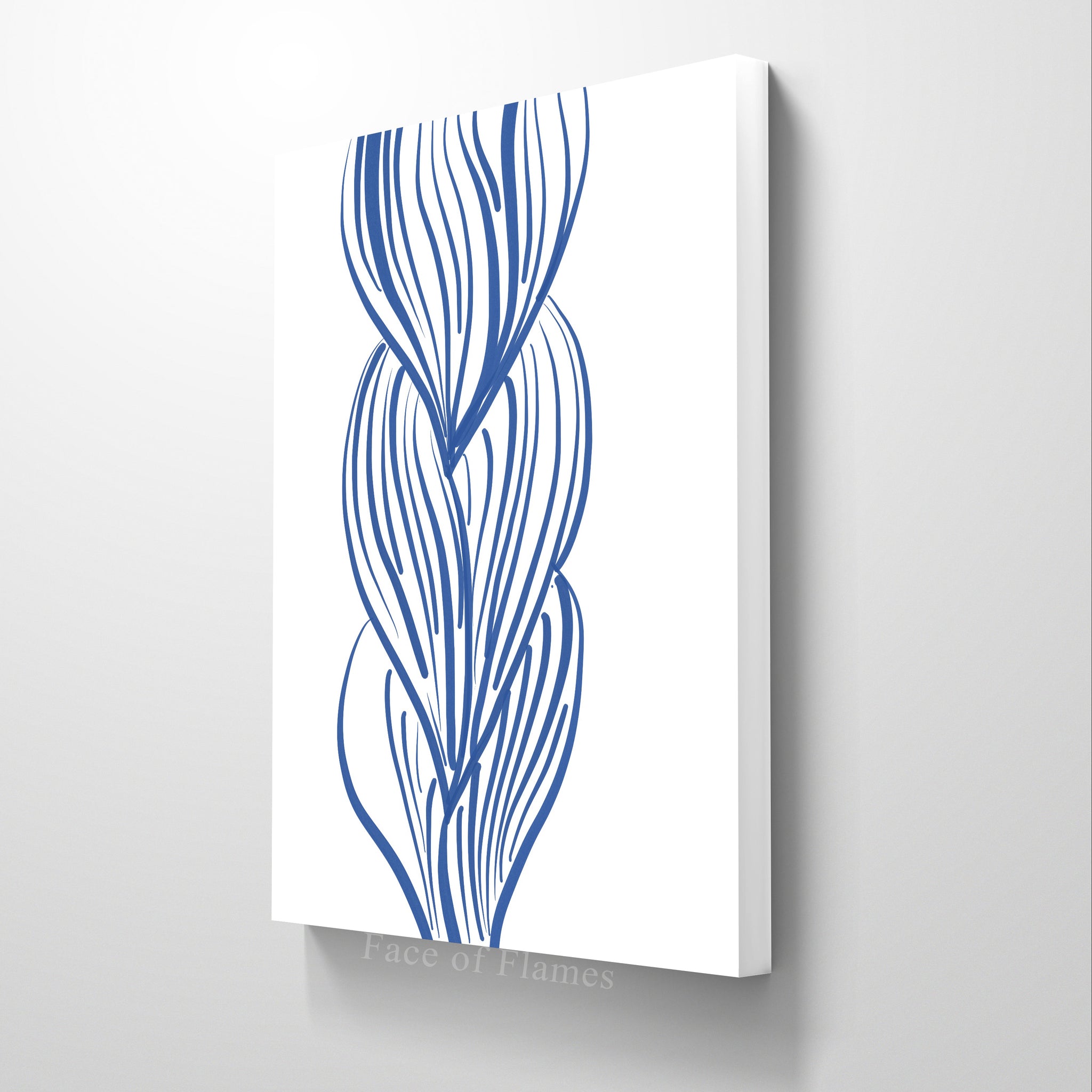 Abstract Blue Wavy Lines Artwork