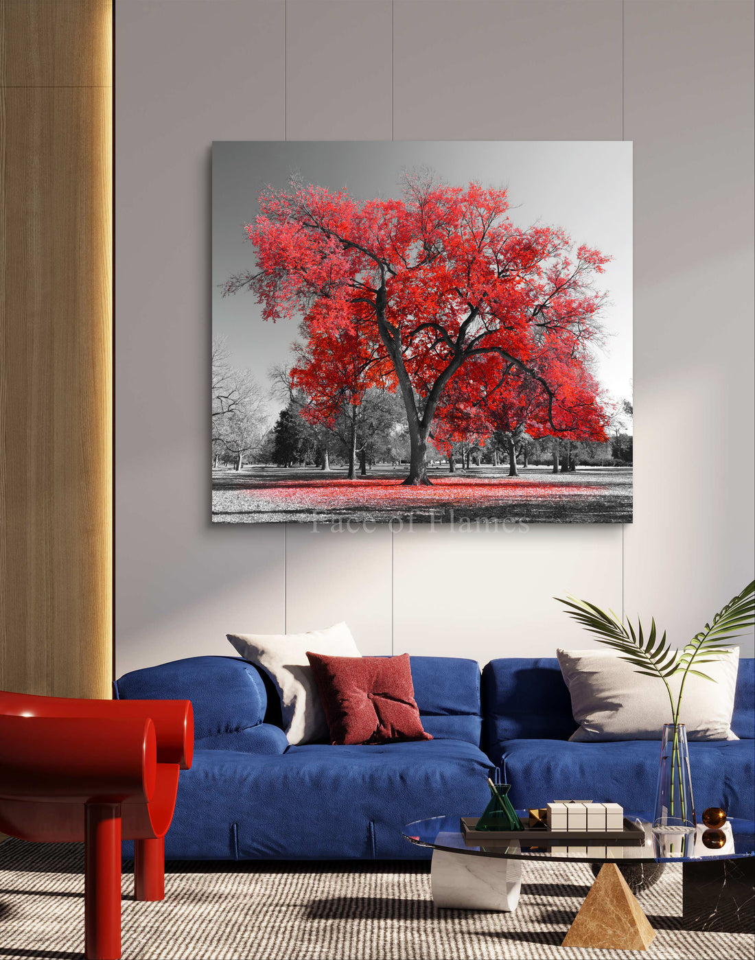 Vivid Contrast: The Red Tree