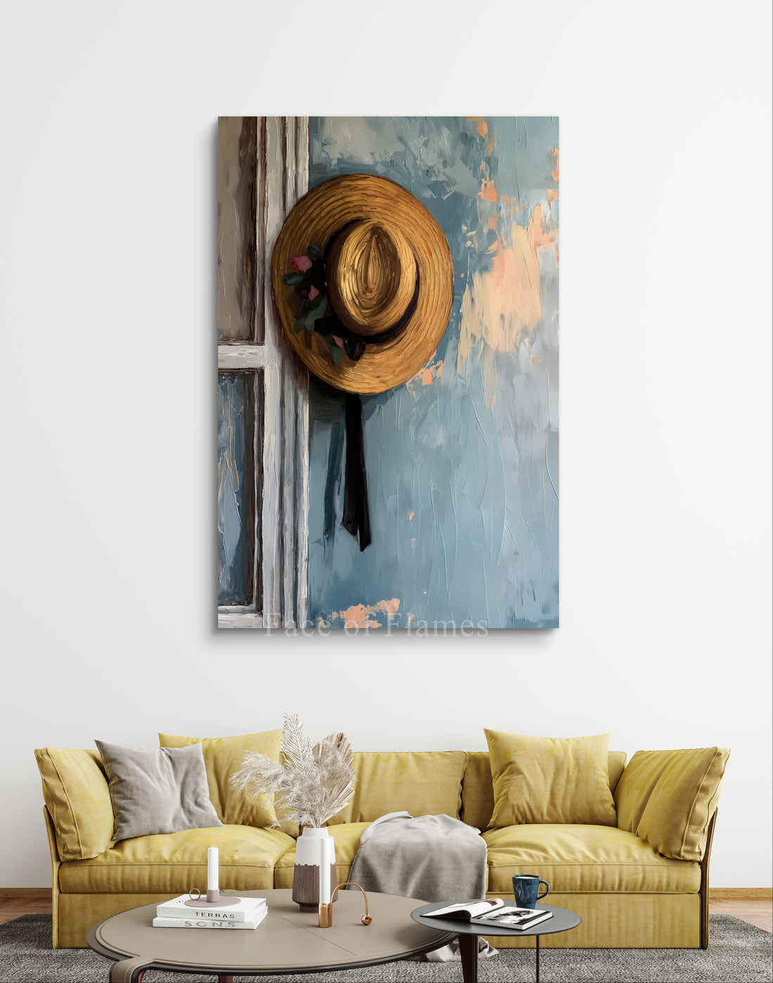 Rustic Elegance: A Straw Hat on a Weathered Door