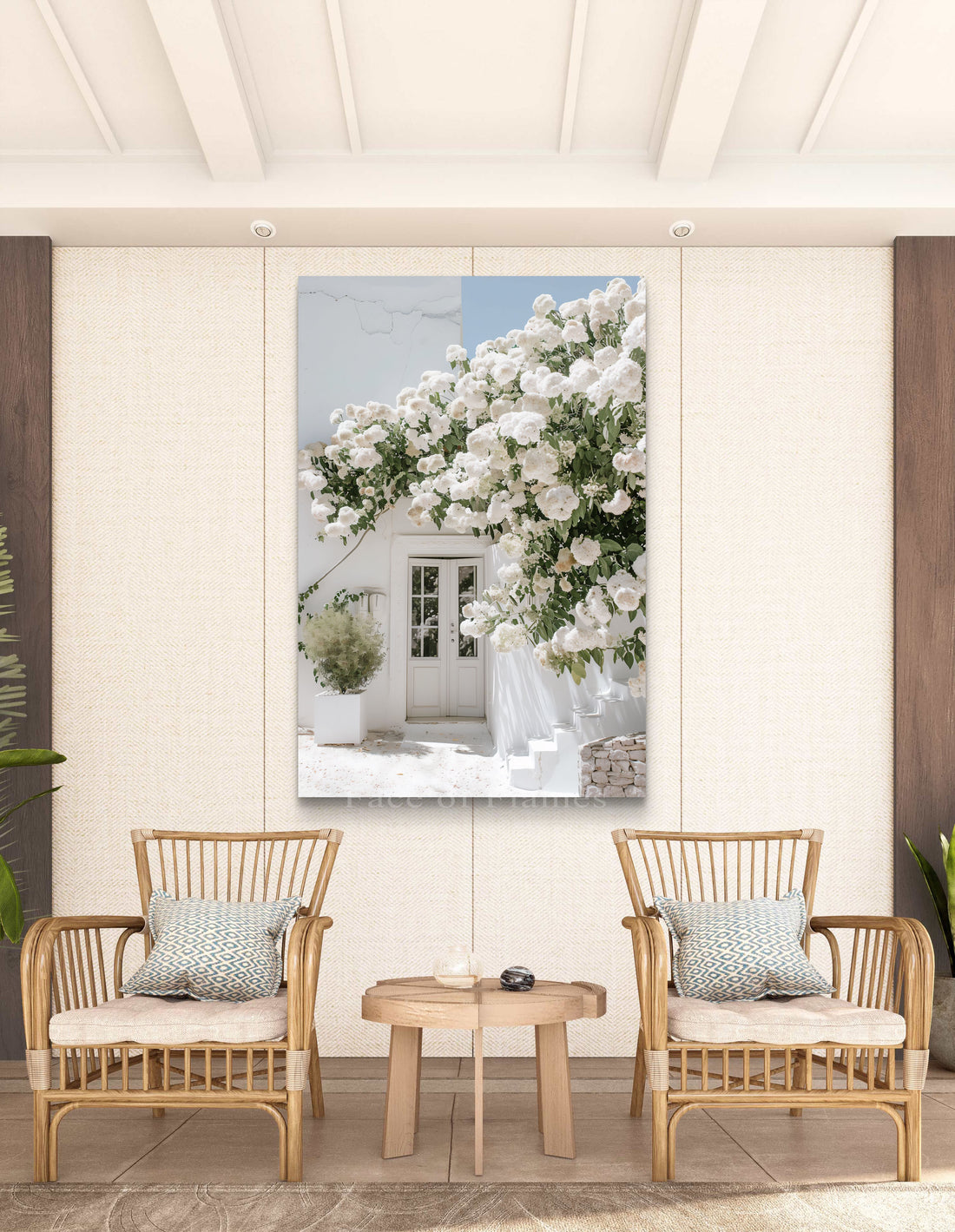 Blossoming Elegance: A Doorway Framed by White Roses