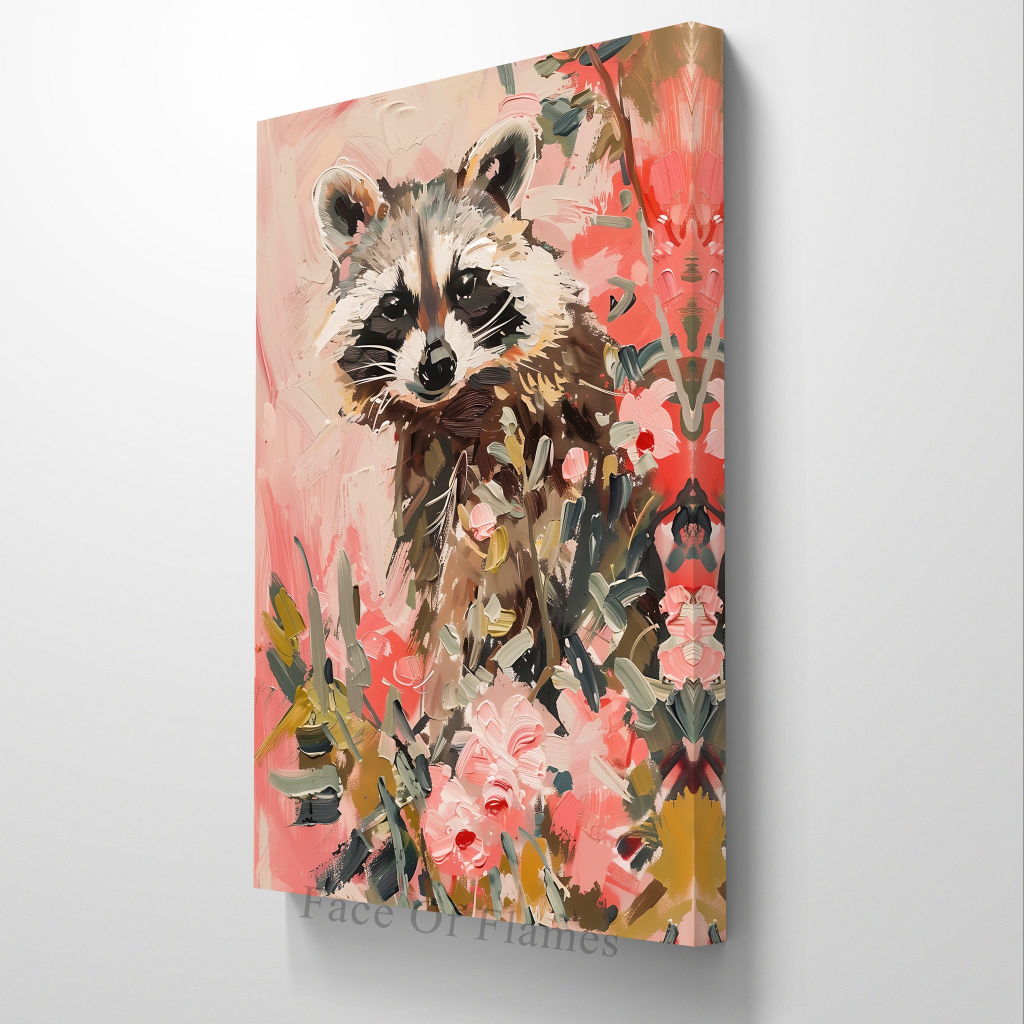 Inquisitive Raccoon in a Floral Haven