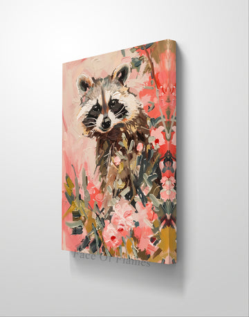 Inquisitive Raccoon in a Floral Haven